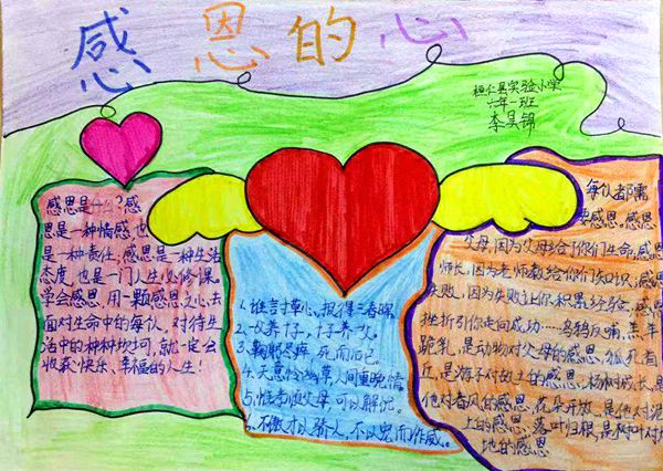 桓仁县实验小学·李昊锦·手抄报《感恩的心》