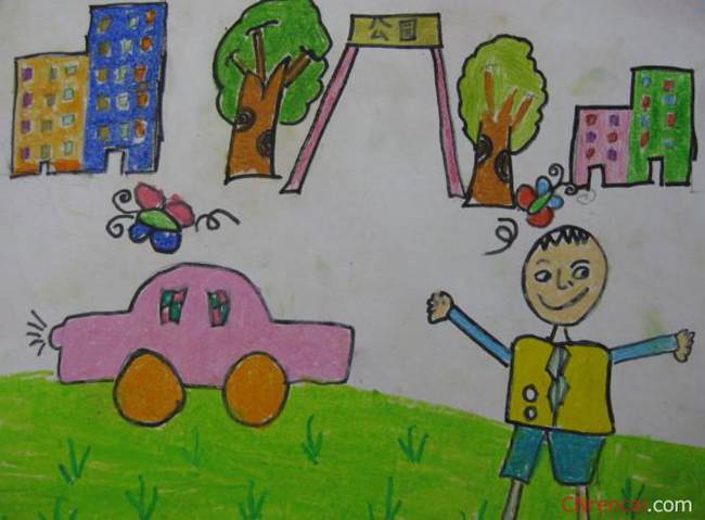 桓仁县业主沟小学·牛海东·绘画作品《公园》