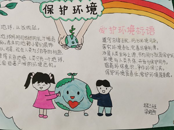 桓仁县西园小学·梁周煦·手抄报作品《保护环境》_学生才艺_学生频道